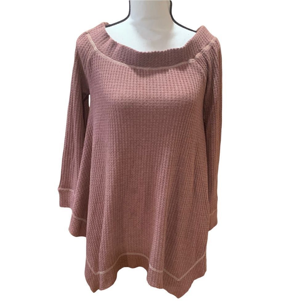 ‎She & Sky ❤️Host Pick 4/14/24 ❤️ Light Waffle KnitTunic, Burgundy, Medium